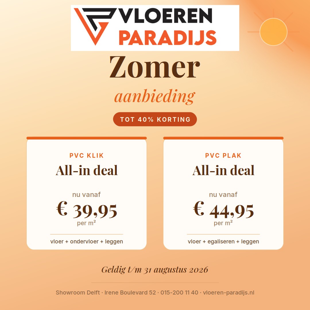 Zomeraanbieding all-in vloeren tot 40% korting