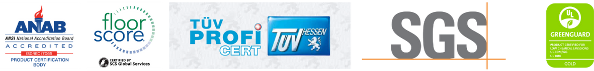 Keurmerken Ekofloors: ANAB, FloorScore, TÜV Proficert, SGS, GREENGUARD Gold
