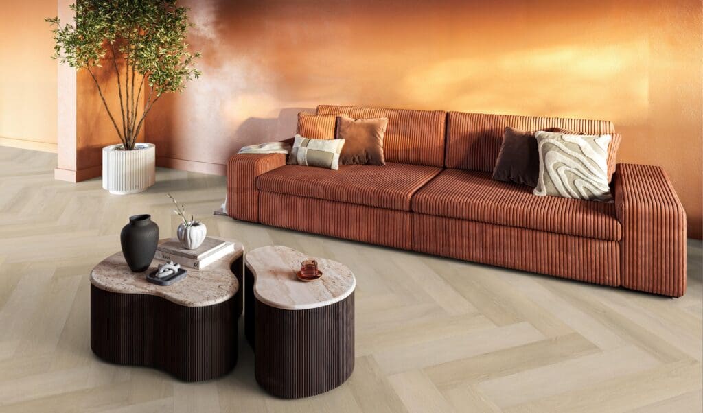 Floorlife YUP Mayfair herringbone natural EVC-plak - detail