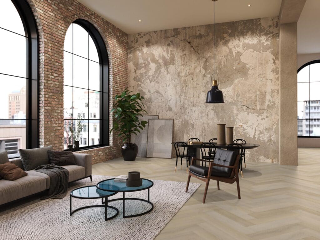 Floorlife YUP Mayfair herringbone natural EVC-plak - detail