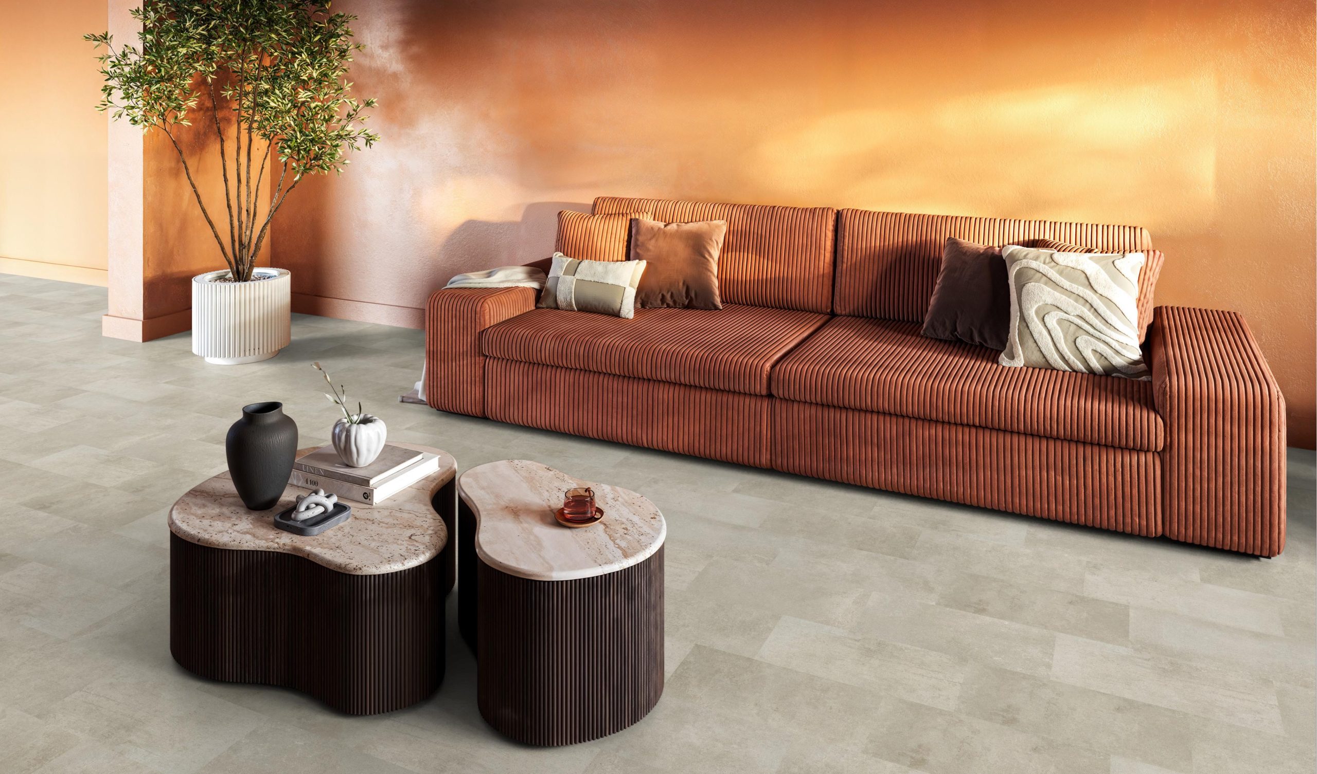 Floorlife Madison Square Aqua betonlook tegel grijsbruin 6406 sfeerfoto 2