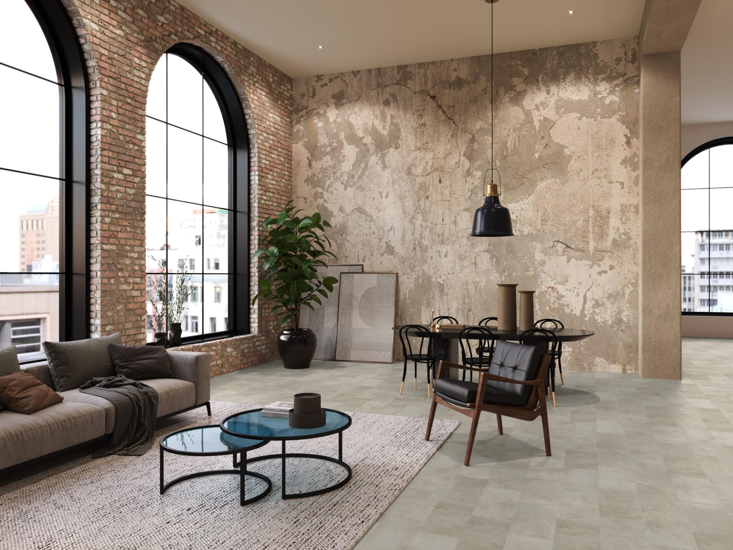 Floorlife Madison Square Aqua betonlook tegel grijsbruin 6406 sfeerfoto 5