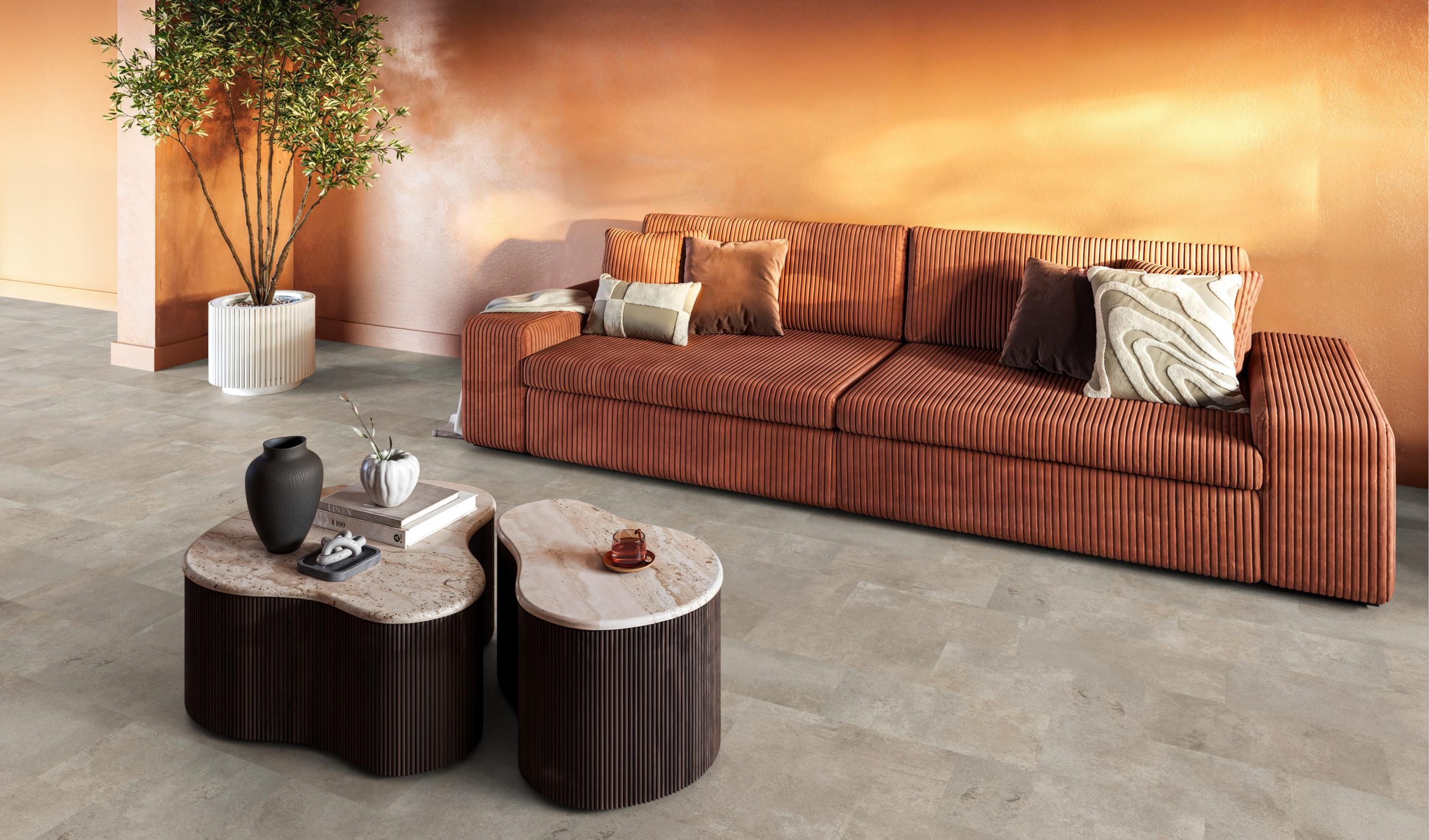 Floorlife Madison Square Aqua betonlook tegel zand 6407 sfeerfoto 2
