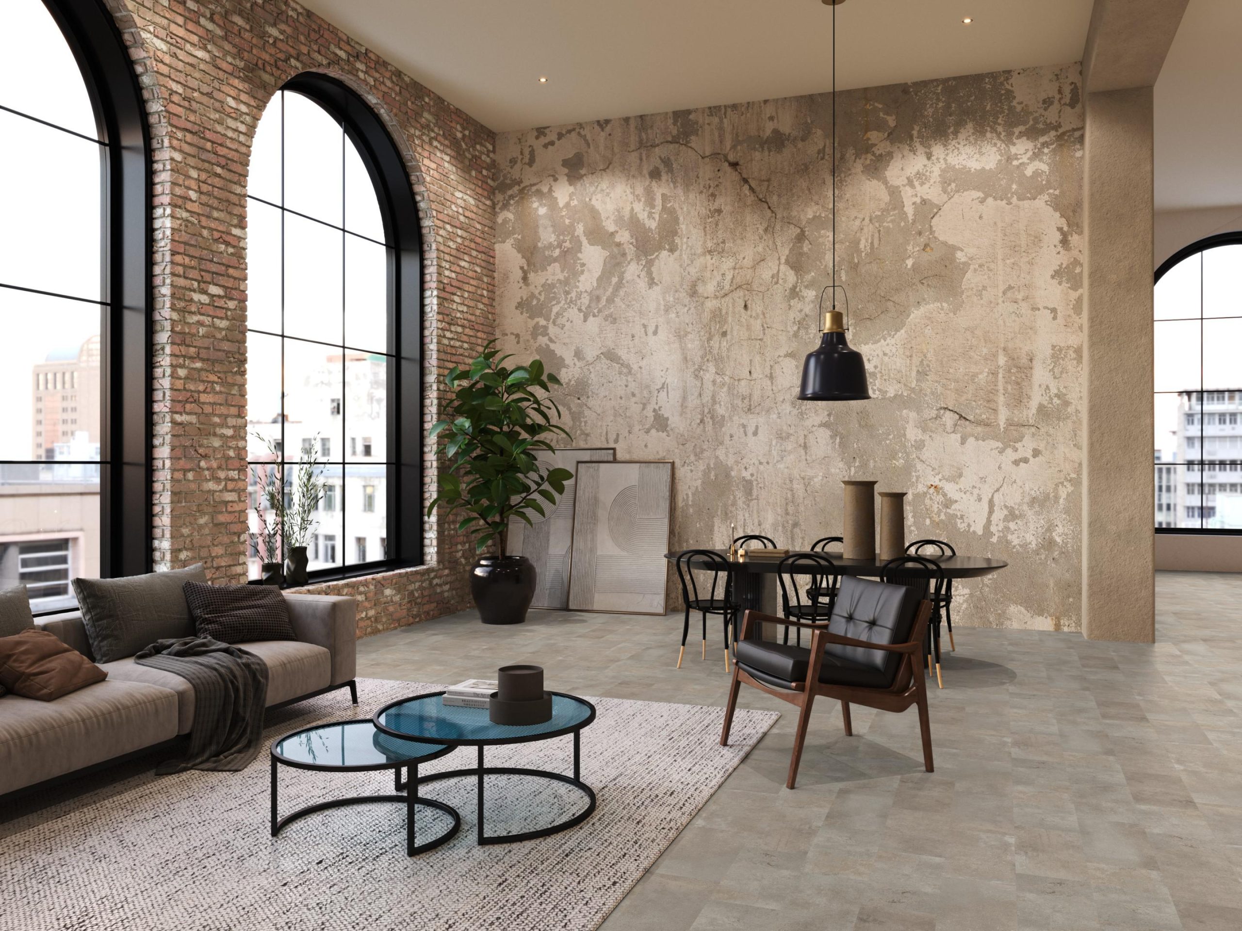 Floorlife Madison Square Aqua betonlook tegel zand 6407 sfeerfoto 5
